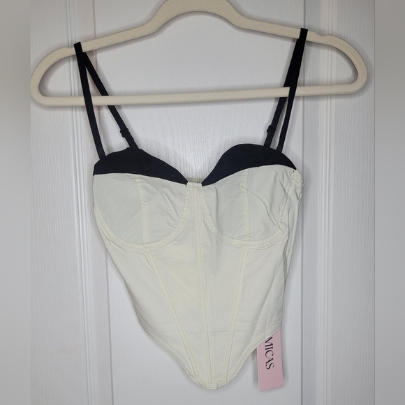 MICAS Contrast Strap Corset Beige Cami Top. Size S NWT - Picture 9 of 9